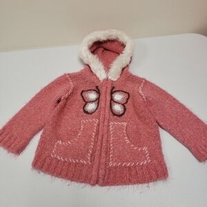 Arizona Jean Company Girls Toddler Butterfly Sweater Jacket Hoodie Zip Size 2T